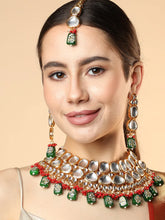 SOHI - Gold Plated Designer Kundan Party Necklace, Earring and Maang Tikka Set